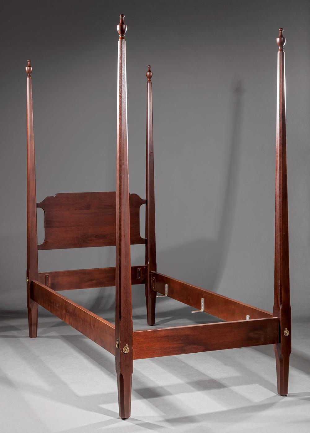 Appraisal: Pair of Benchmade Federal-Style Walnut Poster Beds chamfered posts with