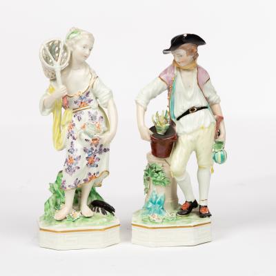 Appraisal: Two Derby figures emblematic of Water and Earth circa on