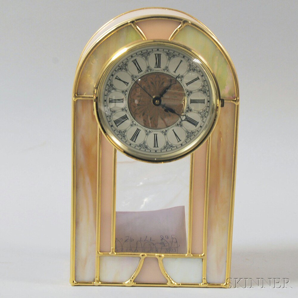 Appraisal: Slumped Glass and Gold-plated Clock by Dimensional Design ht in