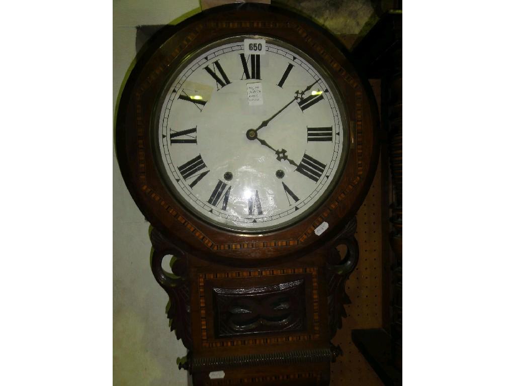 Appraisal: A th century walnut and straw marquetry drop dial wall