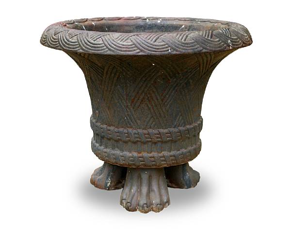 Appraisal: A French Neoclassical basket form cast iron urn late th