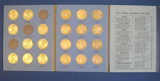 Appraisal: Nearly complete collections of circulated Walking Liberty halves and Franklin