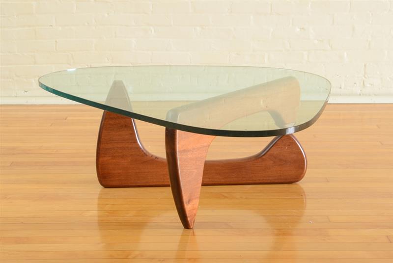 Appraisal: ISAMU NOGUCHI GLASS AND WALNUT LOW TABLE x x in