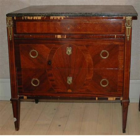 Appraisal: Louis XVI Style Metal Mounted Inlaid Mahogany and Walnut Commode