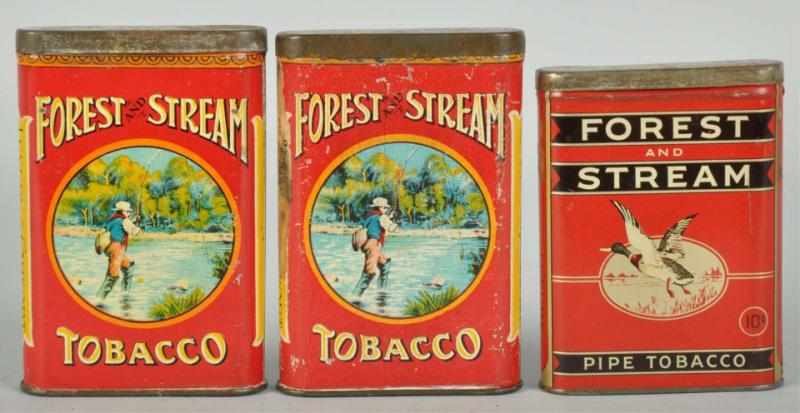 Appraisal: Lot of Forest Stream Pocket Tobacco Tins Description Very nice