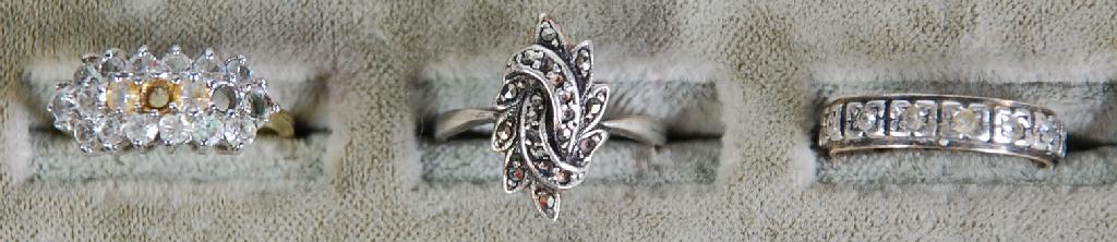 Appraisal: SILVER AND MARCASITE FOLIATE SCROLL RING ct GOLD AND SILVER