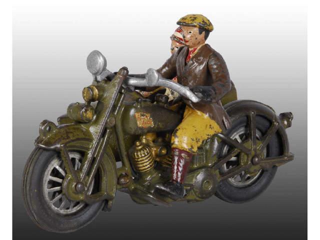 Appraisal: Cast Iron Hubley Harley Sidecar Motorcycle Toy Description Olive green