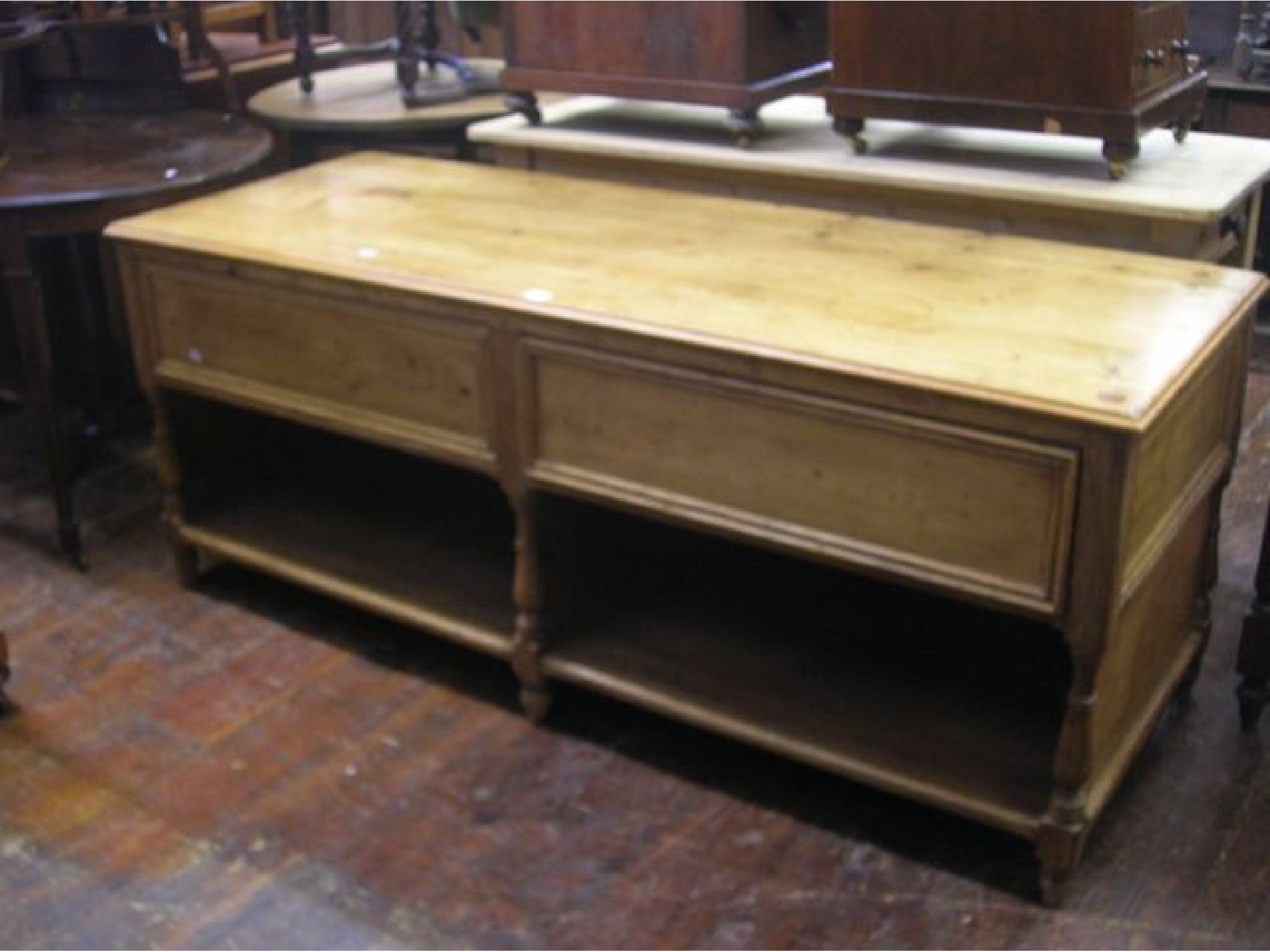 Appraisal: An unusual th century stripped and waxed pine dresser base