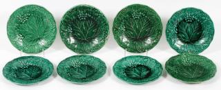 Appraisal: ENGLISH MAJOLICA SET OF EIGHT LEAF PLATES TH C ENGLISH