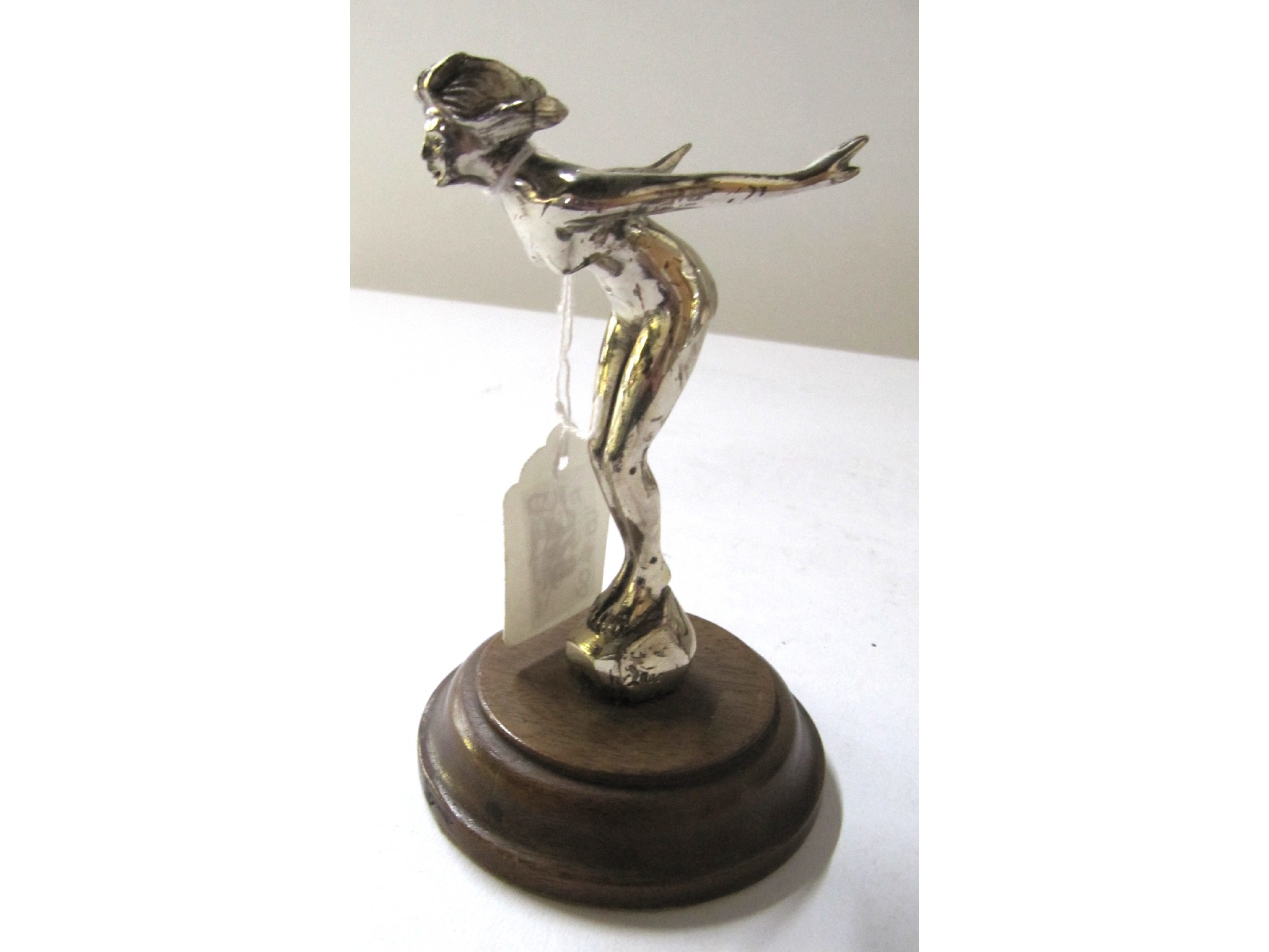 Appraisal: A chrome plated car mascot on stand - lady diver