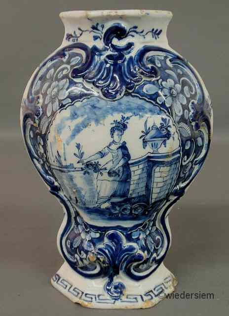 Appraisal: Dutch Delft blue and white garniture th c ''h