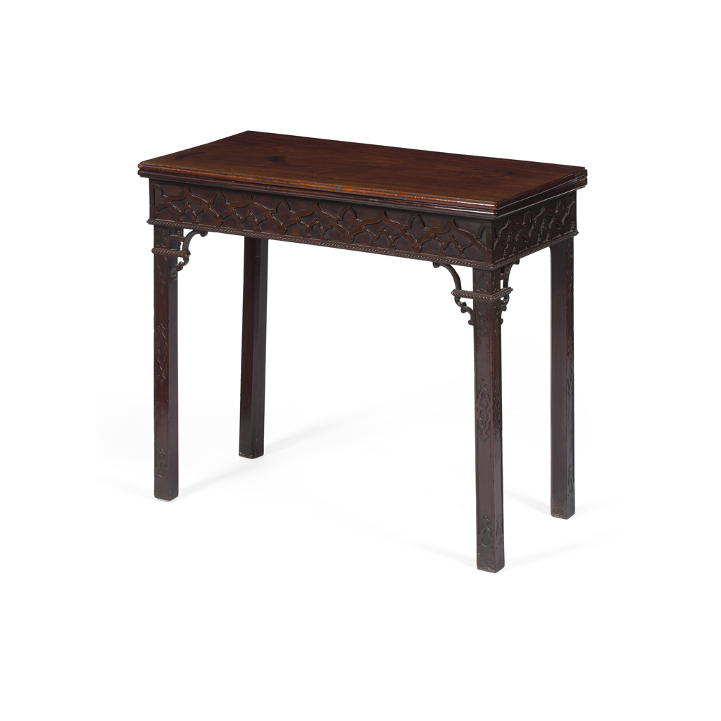 Appraisal: GEORGE III MAHOGANY FOLDOVER TEA TABLE TH CENTURY the foldover