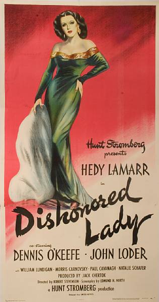 Appraisal: Dishonored Lady United Artists three-sheet condition A linen-backed featuring a