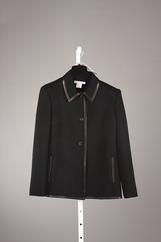 Appraisal: Michael Kors black wood blend jacket with leather trim piping