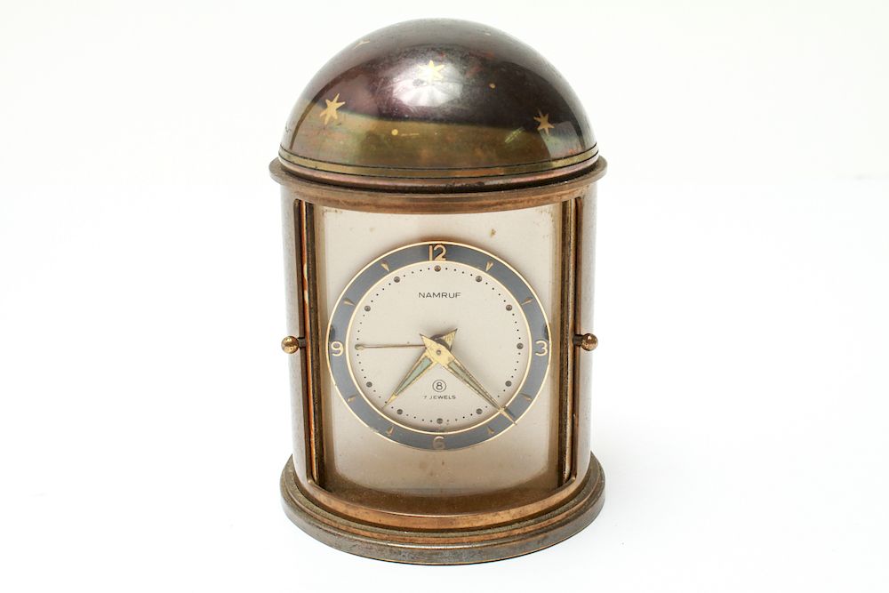 Appraisal: Namruf Planetarium-Form Desk Table Clock Namruf planetarium-form desk table clock