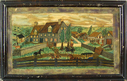 Appraisal: American mixed media folk art farm scene late th c