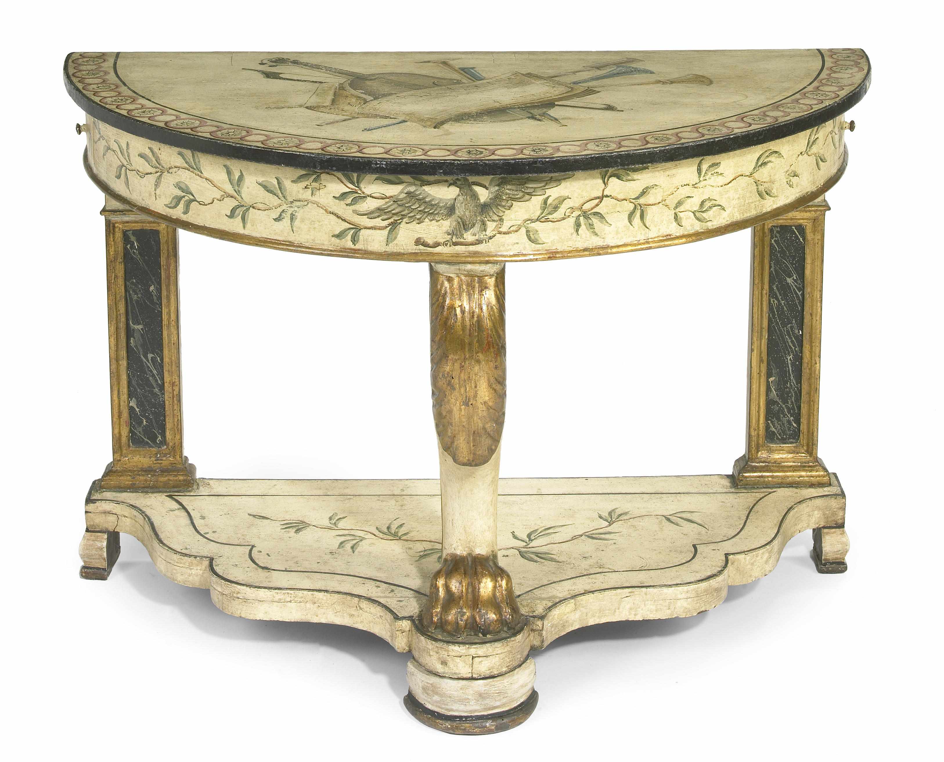 Appraisal: A Continental Neoclassical paint decorated console late th early th