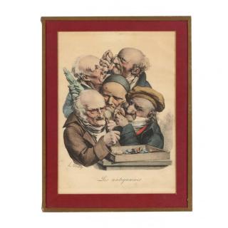 Appraisal: Louis Boilly Les Antiquaires th century colored lithograph matted behind