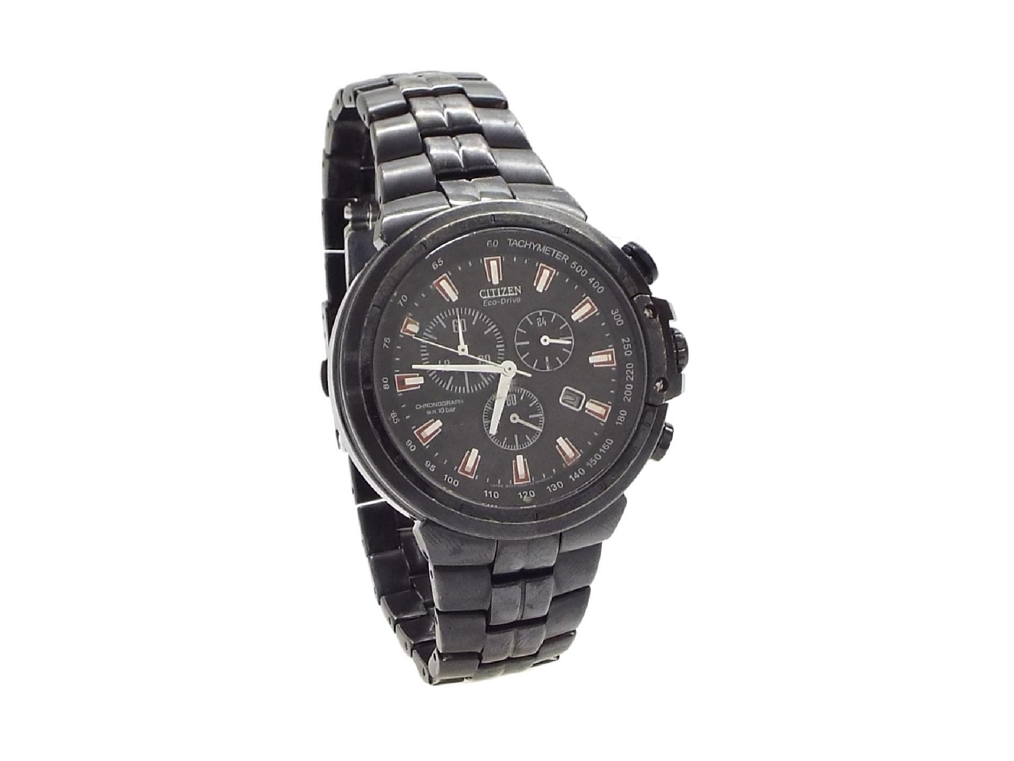 Appraisal: Citizen Eco-Drive W R Bar chronograph black stainless steel gentleman's