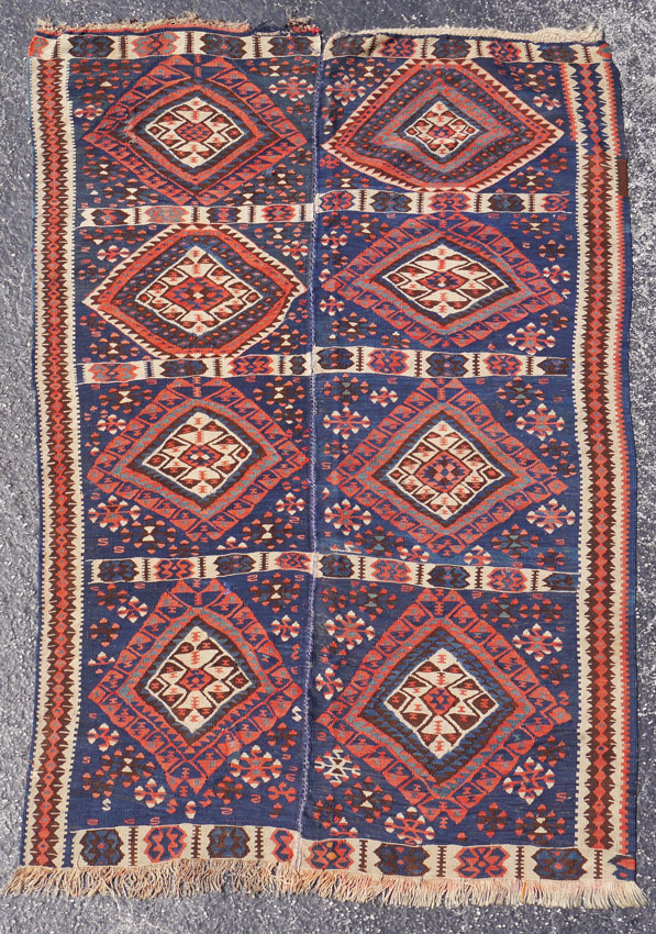 Appraisal: SEMI-ANTIQUE KILIM FLAT-WEAVE WOOL RUG ' '' x ' ''