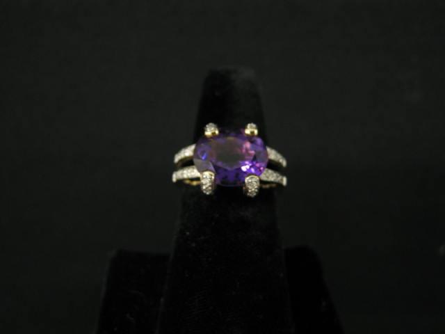 Appraisal: Amethyst Diamond Ring stunning oval carat gem in fancy k