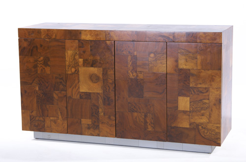 Appraisal: PAUL EVANS Cityscape burl veneer four-door credenza x x