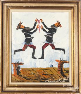 Appraisal: Morris Katz American - oil on board of two figures