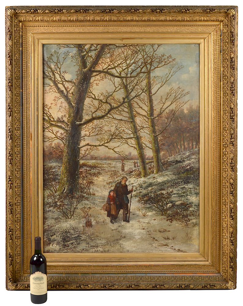 Appraisal: Hendrik Barend Koekkoek 'Walking in the Snow' O C Hendrik