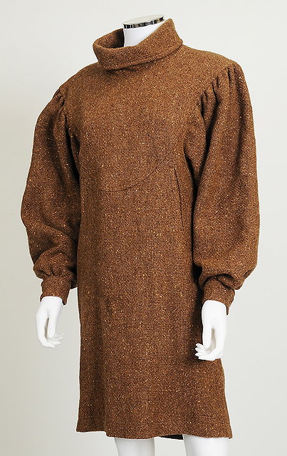 Appraisal: An unusual brown wool dress by Kenzo oversized blouson sleeves