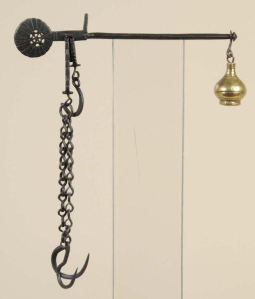 Appraisal: European Wrought Iron Balance Arm Scale Description th Century Brass