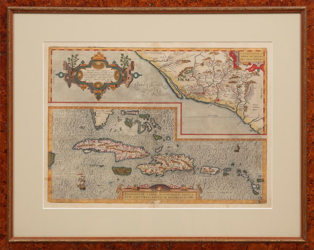 Appraisal: ANTIQUE MAP OF HISPANIOLAAntique Map of Hispaniola Hispaniolae Cubae Ortelius