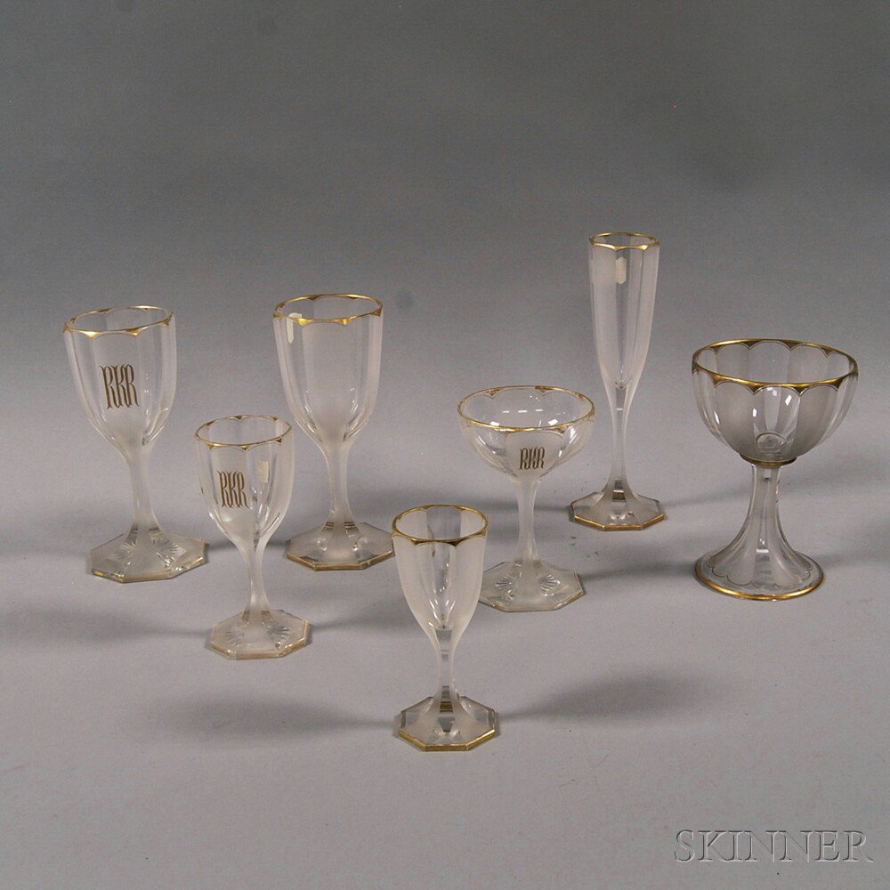 Appraisal: Approximately Eighty-seven Pieces of Stemware th century each with frosted