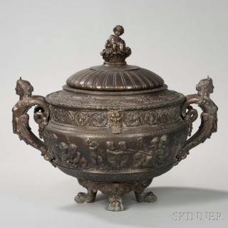 Appraisal: Grand Tour Patinated Bronze Covered Punch Bowl Continental early th