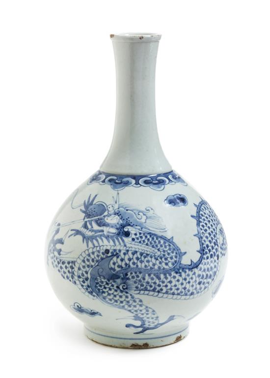 Appraisal: Sale Lot A Korean Blue and White Porcelain Bottle Vase