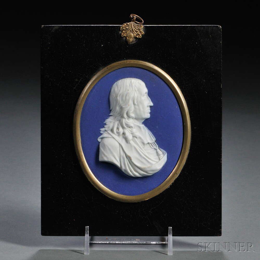 Appraisal: Wedgwood Dark Blue Jasper Dip Portrait Plaque England th century