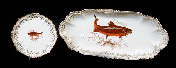 Appraisal: A Limoges porcelain fish service comprising twelve plates and a