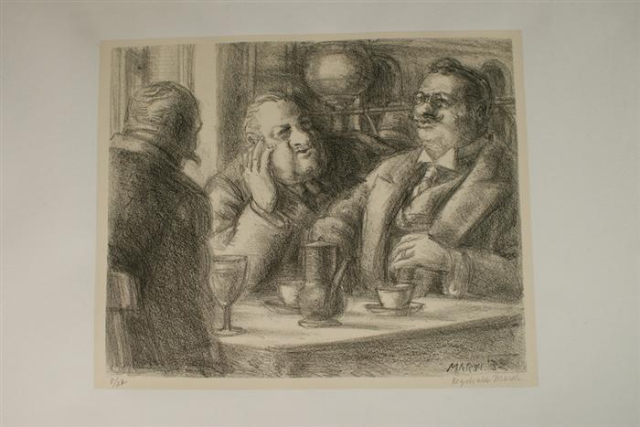 Appraisal: Reginald Marsh American - lithograph Caf Brasserie pencil signed and