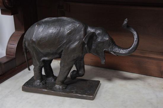 Appraisal: BRONZE SCULPTURE Depicting a standing elephant Signed ''Jos Riedl Wien