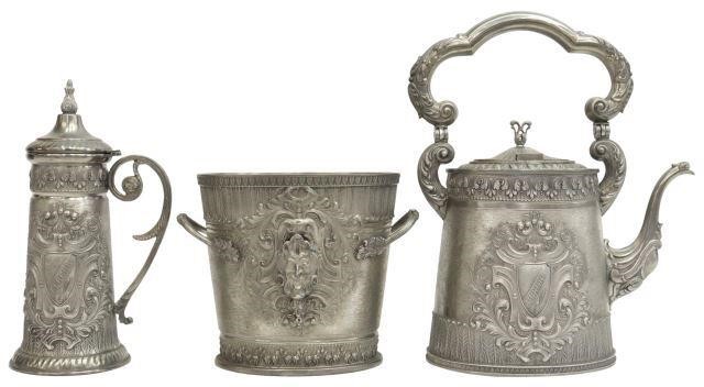 Appraisal: lot of Italian pewter tableware with acanthus leaf and armorial