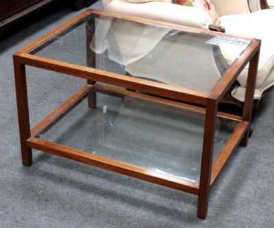 Appraisal: A modern two-tier table each tier with glass inset surface