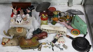 Appraisal: lot of Tin lithograph and wind-up toy group including a