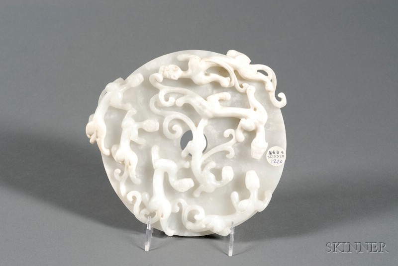 Appraisal: Jade Ritual Disk China th century gray-white stone pi with