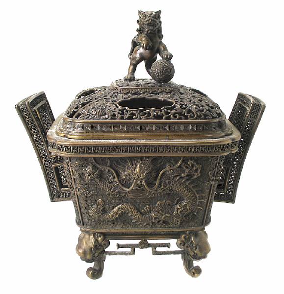 Appraisal: A Chinese bronze incense burner late th century height in