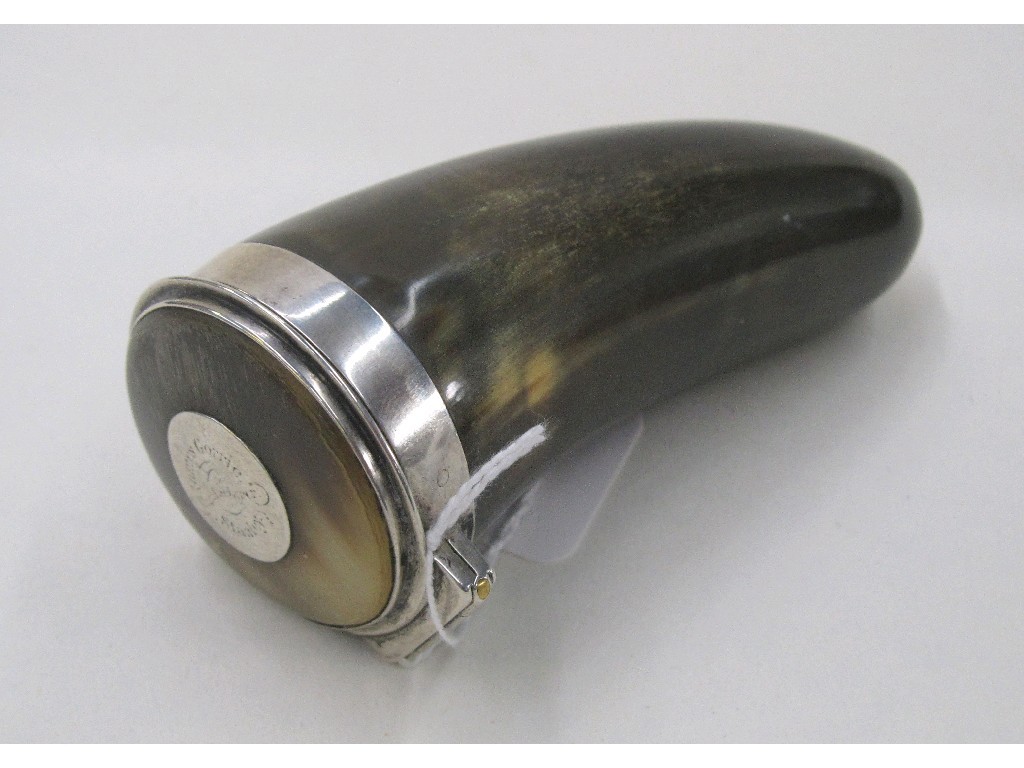 Appraisal: White metal mounted horn snuff mull