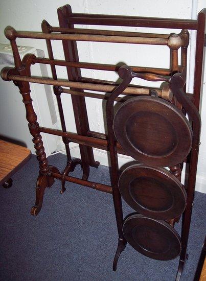 Appraisal: Sundry towel rails and a cake stand