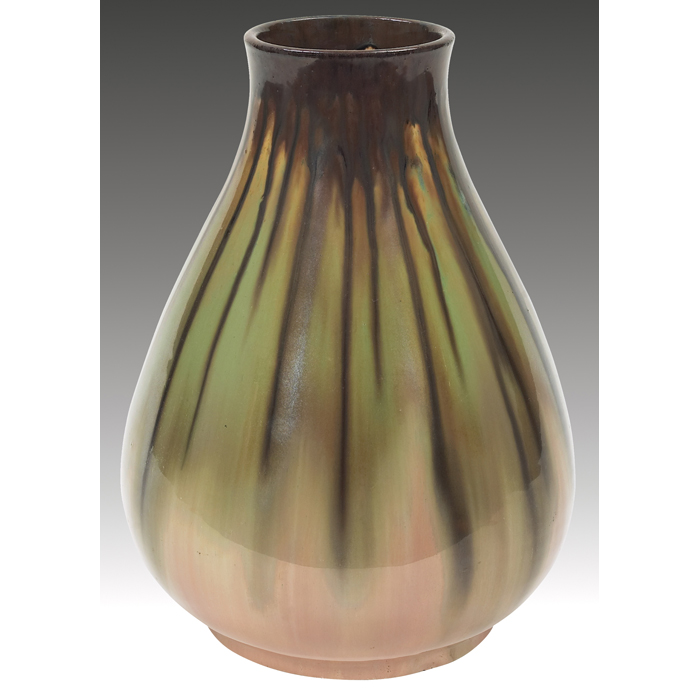 Appraisal: Fulper vase brown and green drip glaze signed with partial