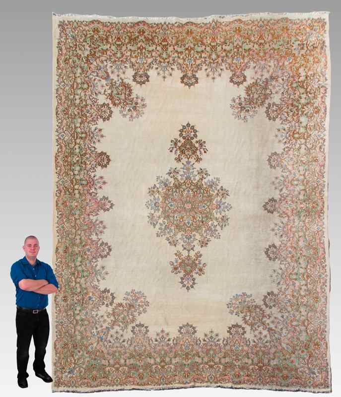 Appraisal: SEMI ANTIQUE PERSIAN KERMAN HAND KNOTTED WOOL RUG ' x