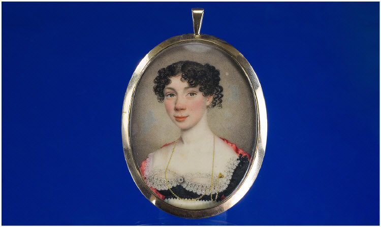 Appraisal: Joseph Francis Burrell - Portrait Miniature A Lady Full Face