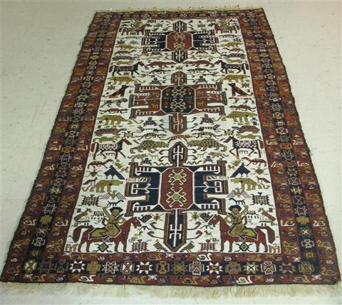 Appraisal: TURKISH WOOL AND SILK SOMOUK RUG h w in