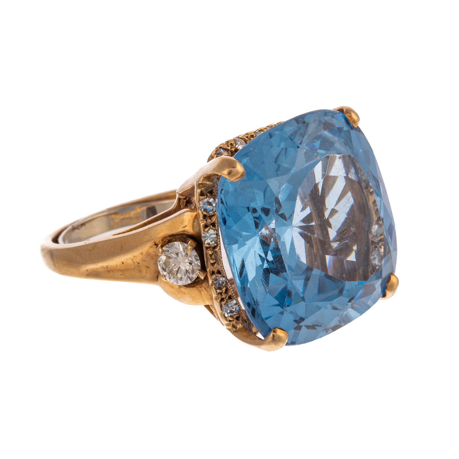 Appraisal: A CT BLUE TOPAZ DIAMOND RING IN K K yellow